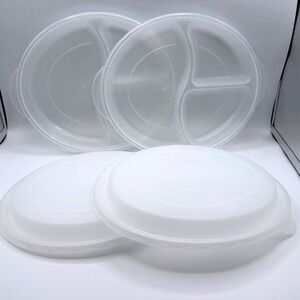 VTG Rubbermaid TakeAlongs Food Storage Plate Lids Containers 3-Compartment 2pk